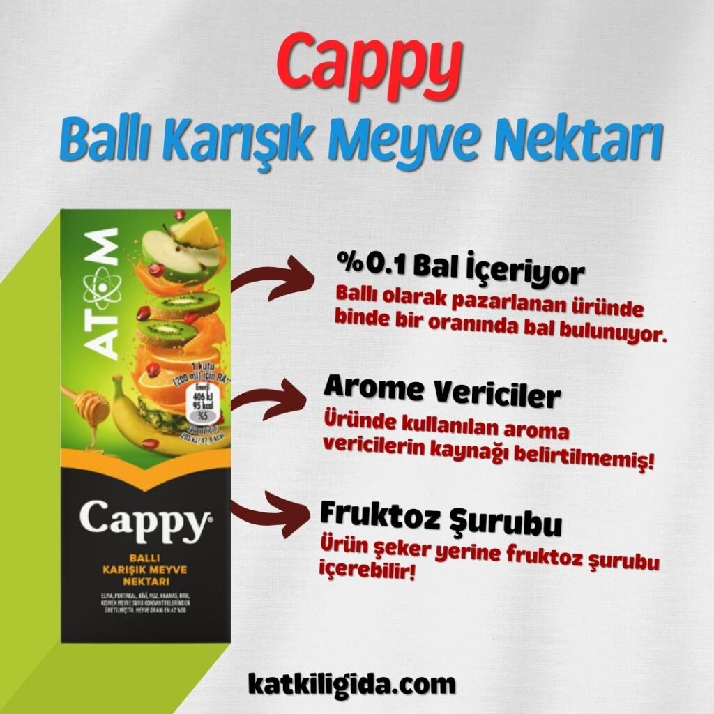 Cappy ballı karışık meyve nektarı besin değeri