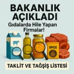 Taklit ve tağşiş listesi yazan ve süt zeytinyağı balın üzerine büyüteç tutulmuş görsel